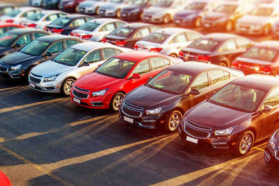 Rows of imported cars.